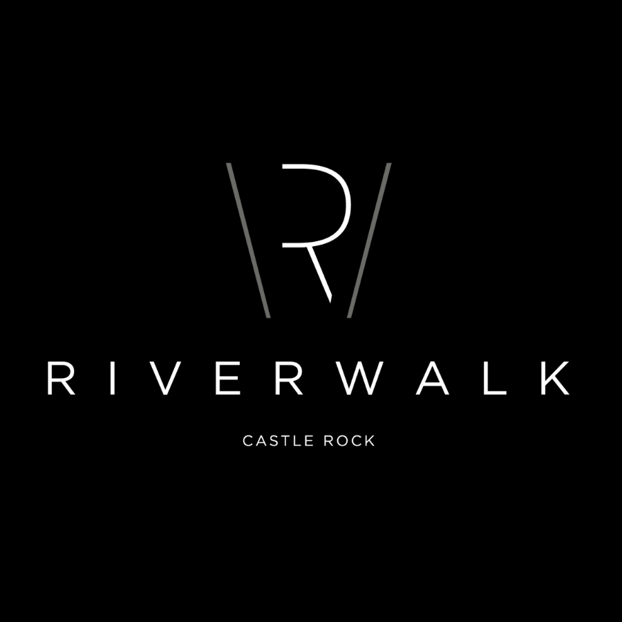 A logo with the text "Riverwalk" and "Castle Rock" below it.